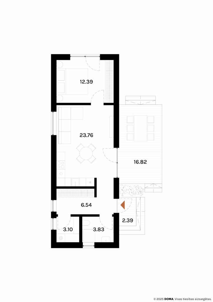DOMA.homes 49 moduļu mājas plāns