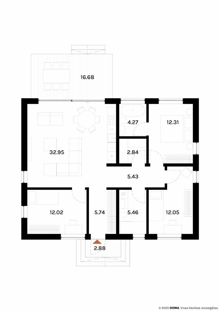 DOMA.homes 93 moduļu mājas plāns