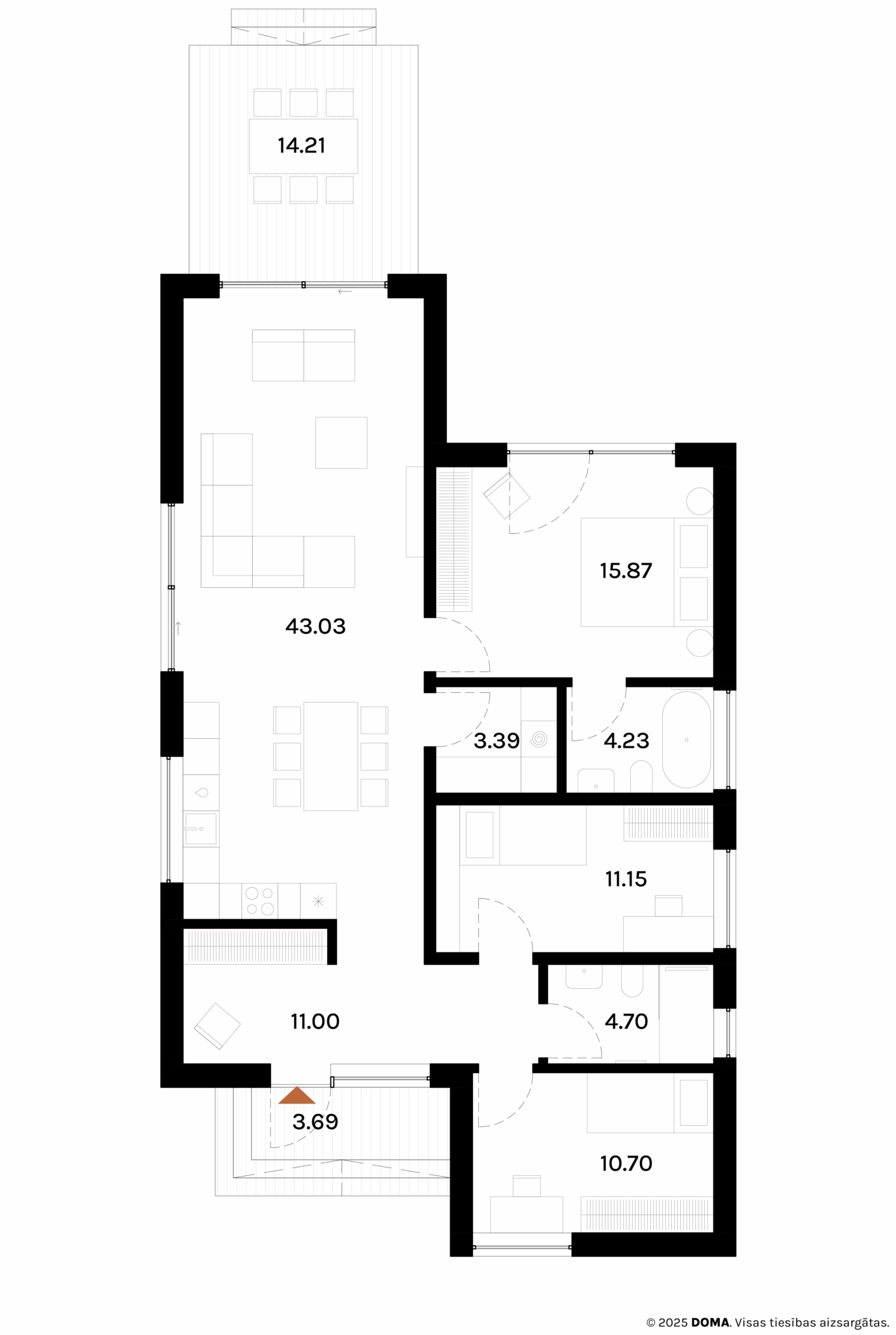DOMA.homes 104 moduļu mājas plāns