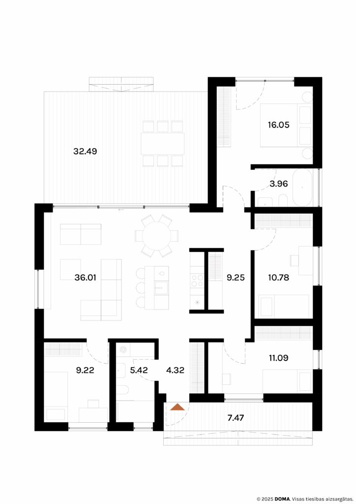 DOMA.homes 106 moduļu mājas plāns